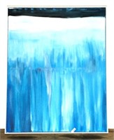 Large Abstract Painting on Canvas in Floating