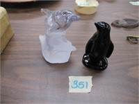 PAIR OF MINIATURE FIGURINES, DOLPHIN AND PENQUIN