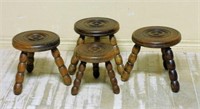 Bobbin Turned Oak Bulls Eye Stools.