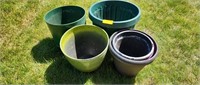 Assorted plastic flower pots