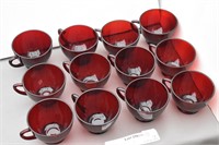 (12) Ruby Red Glass Cups