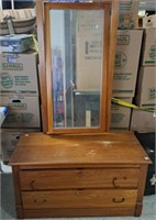 Wood Storage Drawers/Trunk W/Mirror