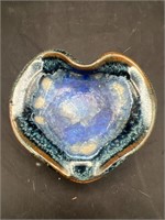 Pottery heart USA trinket ring dish