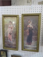 PAIR OF GOLD ORNATE FRAMED VICTORIAN LADIES