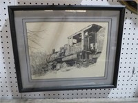 FRAMED SMOKEY MT. TRAIN PRINT ARTIST SIGNED