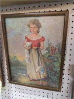 ANTIQUE FRAMED PINKIE PRINT