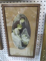 FRAMED ANTIQUE COUPLE PRINT WITH BABY