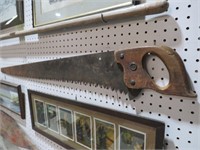 VINTAGE WOOD HANDLE ONE MAN CROSS CUT SAW