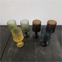6 Lenox Textured and Colored Crystal Goblets