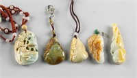 5 Assorted Burma Jadeite Carved Toggles