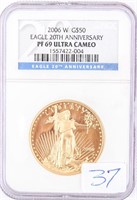 Coin 2006-W $50 Gold Eagle 20th Ann PF69 Ultra Cam