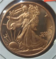 1 oz fine copper coin walking Liberty