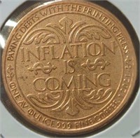 1 oz fine copper coin inflation is coming