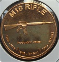 1 oz fine copper coin M16 rifle