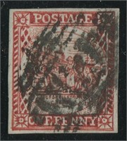 New South Wales 1850 #2 1p Red UVF