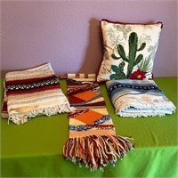 Textile Pillow and Mexican Blankets