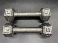 (2) 5 Pound Metal Dumbells