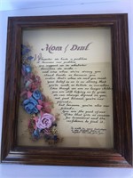 Beautiful Mom and Dad Poem in Frame