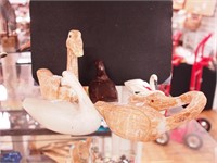 Six wooden water fowl figurines