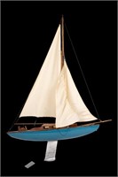 Vintage Model Sailboat w/ Blue Hull