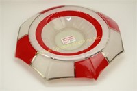 RETRO MILK GLASS BOWL WITH RED PANELS