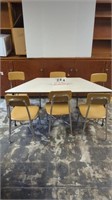 Trapezoid Table With 5 Student Chairs