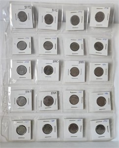 1971-1990 Canada 10 Cents Set of 20 Coins