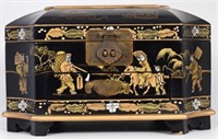 Chinese Handpainted Lacquer Jewelry Box.