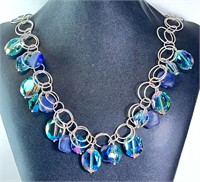 30" Sterling Crystal Designer Necklace 138 Grams