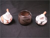 Three pieces art pottery: Southwestern-style
