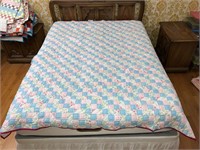 Handmade Quilt #55 Blue/Pink Floral Small Block