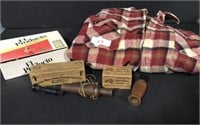 Lot of vintage hunters items. Vintage hunters coat