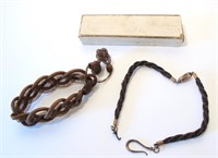 Lot, Victorian hair watch chain and bracelet, from