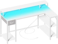 SUPERJARE 53 inch Reversible L Shaped Desk  White