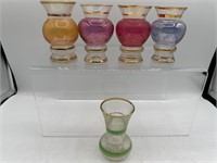 5 vintage glass bud vases