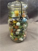 Vintage Jar of Marbles Several are Uranium Glowers