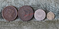 4 pcs. Early U.S. Value Coin Group