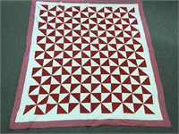 Vtg Red & Pink Quilted Blanket