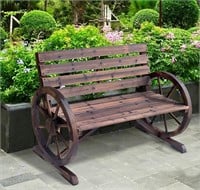 $85 41" Wooden Wagon Wheel Bench, Rustic