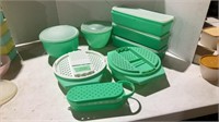 Green Tupperware containers