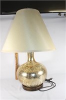 Large crackle glass lamp with shade