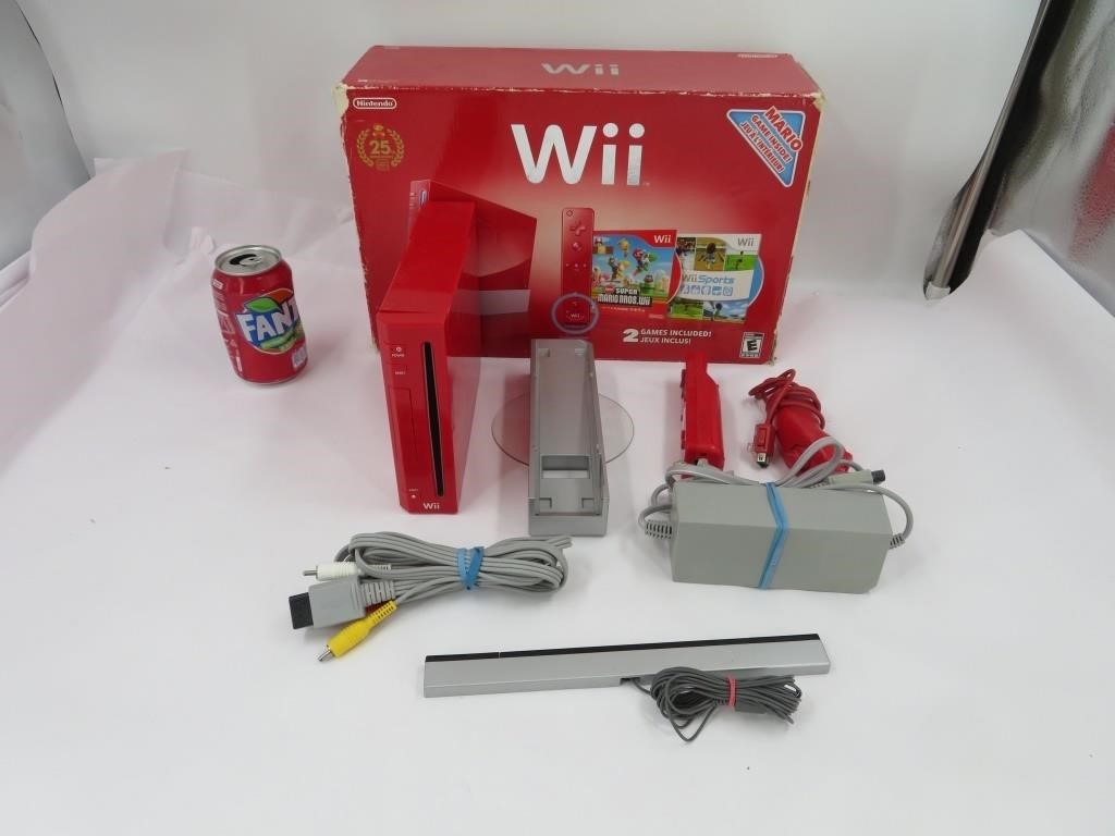 Console Nintendo Wii rouge avec accessoires et