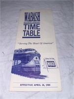 Wabash railroad time table 1964