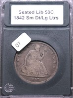 1842 SEATED HALF DOLLAR VG