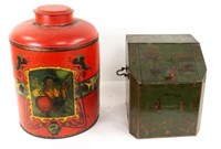Chinese Tole Tea Canister & Tea Box