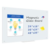 QUEENLINK Magnetic Glass Whiteboard, 4' x 3' Glass