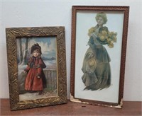 2 Victorian prints - child & lady