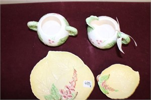 Carlton Ware Plates & FF Pottery Cream & Sugar