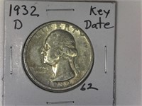 1932-D Key Date Washington Quarter