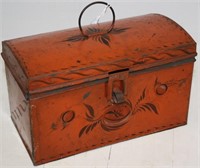 EARLY 19TH C TIN DOCUMENT BOX WITH ORIGINAL